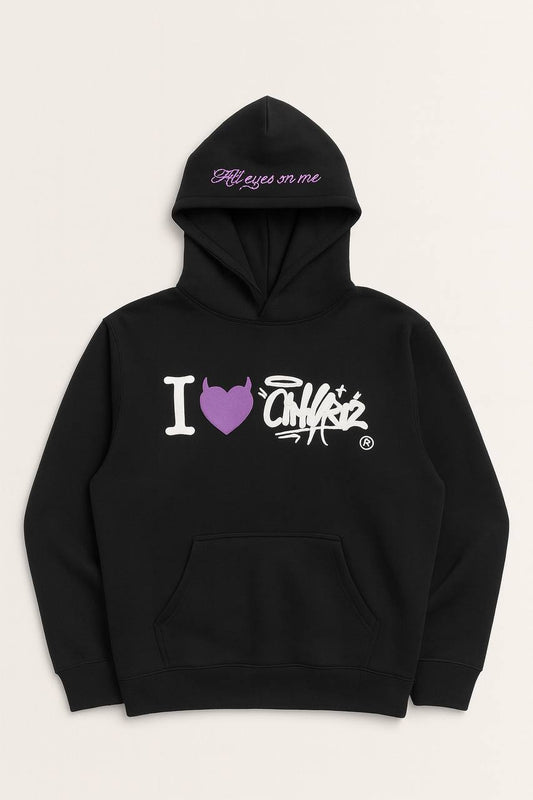 I <3 CINNARIZ HOODIE [BLACK]
